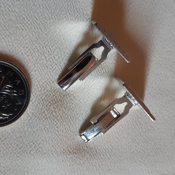 Anson Vintage Cuff Links Silver Tone Metal 3/4 Inch Square ⚡️BUY 3 for $35⚡️ - Picture 7 of 9